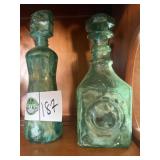 2 Green Decanters