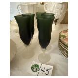Green Champagne Glass Set