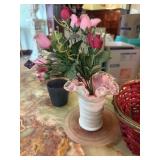 White & Pink Flower Vase, Basket