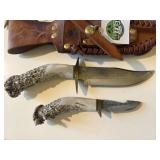 Deer Antler Knife, 2 Knives in Sheath