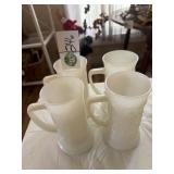 4 White Mugs