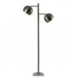 New 2 Light Marble Base Floor Lamp, Brushed Steel New 2 Light Marble Base Floor Lamp, Brushed Steel