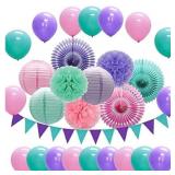 New Pink Purple Blue Party Decorations, Hanging New Pink Purple Blue Party Decorations, Hanging