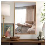 New 26 in. x 38 in. Gold Modern Rectangle Mirror New 26 in. x 38 in. Gold Modern Rectangle Mirror