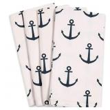 New Blue Anchor Fete Cotton Napkins in White, New Blue Anchor Fete Cotton Napkins in White,