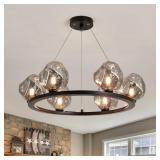 New 6 Light Modern Wagon Wheel Chandelier Black New 6 Light Modern Wagon Wheel Chandelier Black