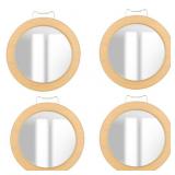 New Round Oak Wood Mirrors, 10.5'x10.5' Set of 4 New Round Oak Wood Mirrors, 10.5'x10.5' Set of 4