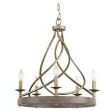 New 21.5 in. 5-Light Gilded Pewter Chandelier New 21.5 in. 5-Light Gilded Pewter Chandelier
