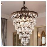 New 14 Inch Crystal Chandelier,Farmhouse Bronze New 14 Inch Crystal Chandelier,Farmhouse Bronze