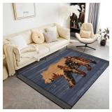 New $75 Bear Area Rug 5X6