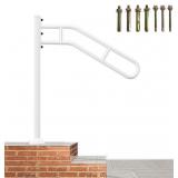 New Upgraded Single Post Handrail, White Bent