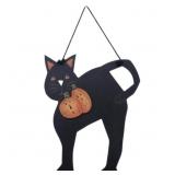 New Large 26" Wooden Halloween Cat Decor
