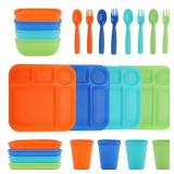 New 24-Piece Plastic Square Dinnerware Set
