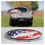 New FORD Emblem 9 inch US Flag Black Front
