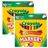 New 2pks Crayola Markers Broad Line 10ct Classic