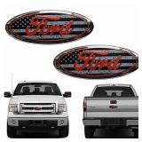 New FORD Emblem 9 inch US Flag Black Front