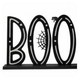 New Wooden Boo Spider Halloween Decor 12X9"