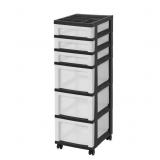 New USA 6-Drawer Storage Cart, Clear/Black