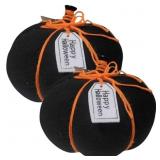 New Set of 2 Halloween Plush Pumpkin Decor 7in