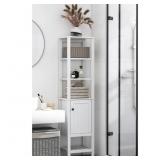 New White Bathroom Storage Tall Cabinet Tower
