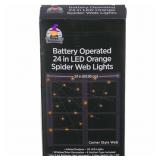 New Happy Halloween Spider Web LED Lights, 24 in