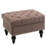 New Ottoman with Storage, Studded Trim