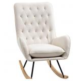 New Cream White Fabric Rocking Chair Sofa