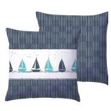 Striped Boat Reversible Outdoor Throw Pillow 16 X