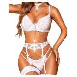 Women's Lingerie Sets with Garter Belt 3 Piece Sex