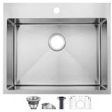 $160 Drop In Kitchen Sink 25x22, Top Mount Brushed