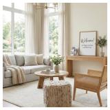 $90 Natural Textured Rug Square Ottoman   Modern B