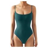 Large Women Sexy Square Neck Thong Bodysuit Backle