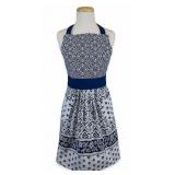 Cotton Apron with Bue Pattern