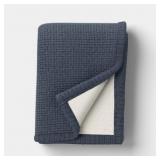 Chenille Knit Throw Blanket with Faux Shearling Re