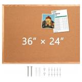 WALGLASS Cork Board 36' x 24' Wooden Frame Bulleti