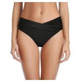 Medium Women Twist Bikini Bottom Moderate High Cut
