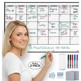 (2 PK) Small Dry Erase Calendar for Wall, 17x26, S