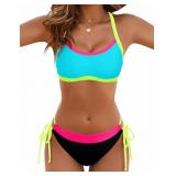 Medium Womens Bikini Sets Color Block Swimsuits Su