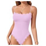 Medium Women's Lace Cami Thong Bodysuit Double Lin