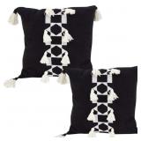 Set 2 Feather Fill 20x20in Boho Pillows Decorative