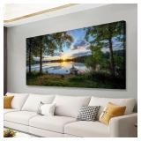 Tree Canvas Wall Art of a Sunrise Over a Forest La