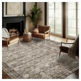 $118 Washable Area Rug 9'x12' Retro Boho Design No
