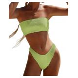 Medium Women's Two Piece Bandeau Swimsuit Ribbed S