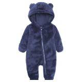0-3 Months Newborn Baby Jumpsuit Hooded Fleece Rom