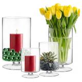 CYS EXCEL Glass Hurricane Pillar Candle Holder (H: