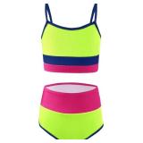 7-8yrs Girls Swimsuits Bikini Set Adjustable Strap