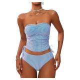 XL Women's Bandeau Tankini Swimsuit Asymmetrical S