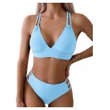 Women's Sexy V Neck Bikini Sets Hollow Out