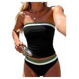 Large Women Two Piece Strapless Bandeau Bathing Su