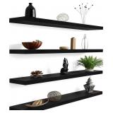 $124 48 Inch Black Wood Floating Shelves Set 4